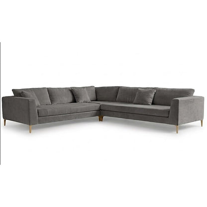 Sillón esquinero Rosaura tapizado en pana antimanchas color Onyx, sofá en L con chaise longue