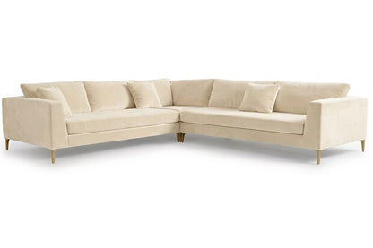 Sillón esquinero Rosaura tapizado en pana antimanchas color Vainilla, sofá en L con chaise longue