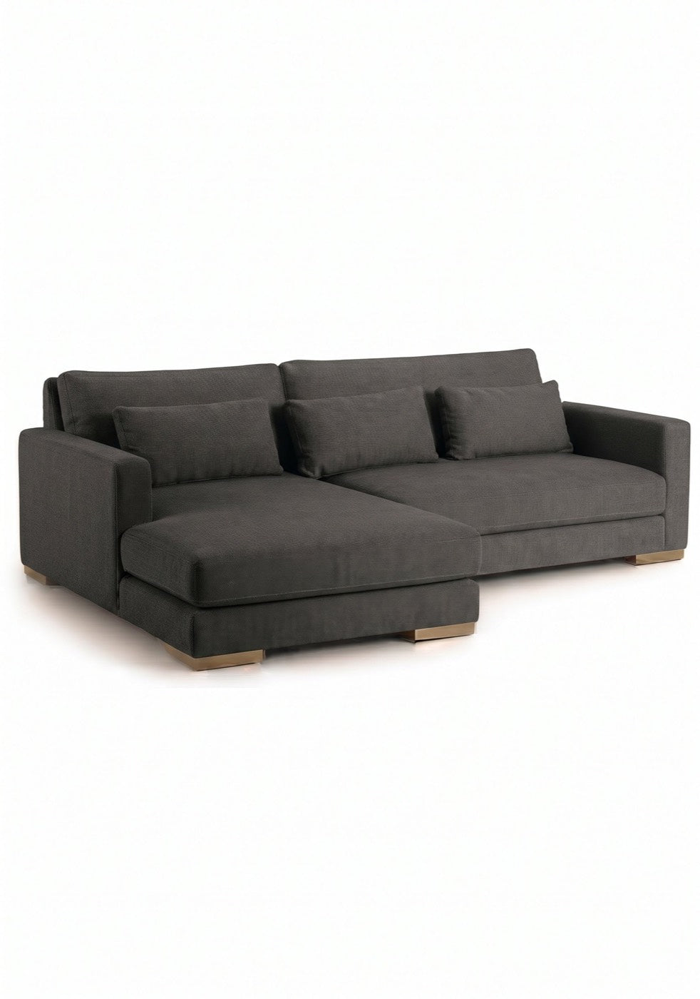 Sillón esquinero Steven tapizado en pana antimanchas color Grafito, sofá en L con chaise longue