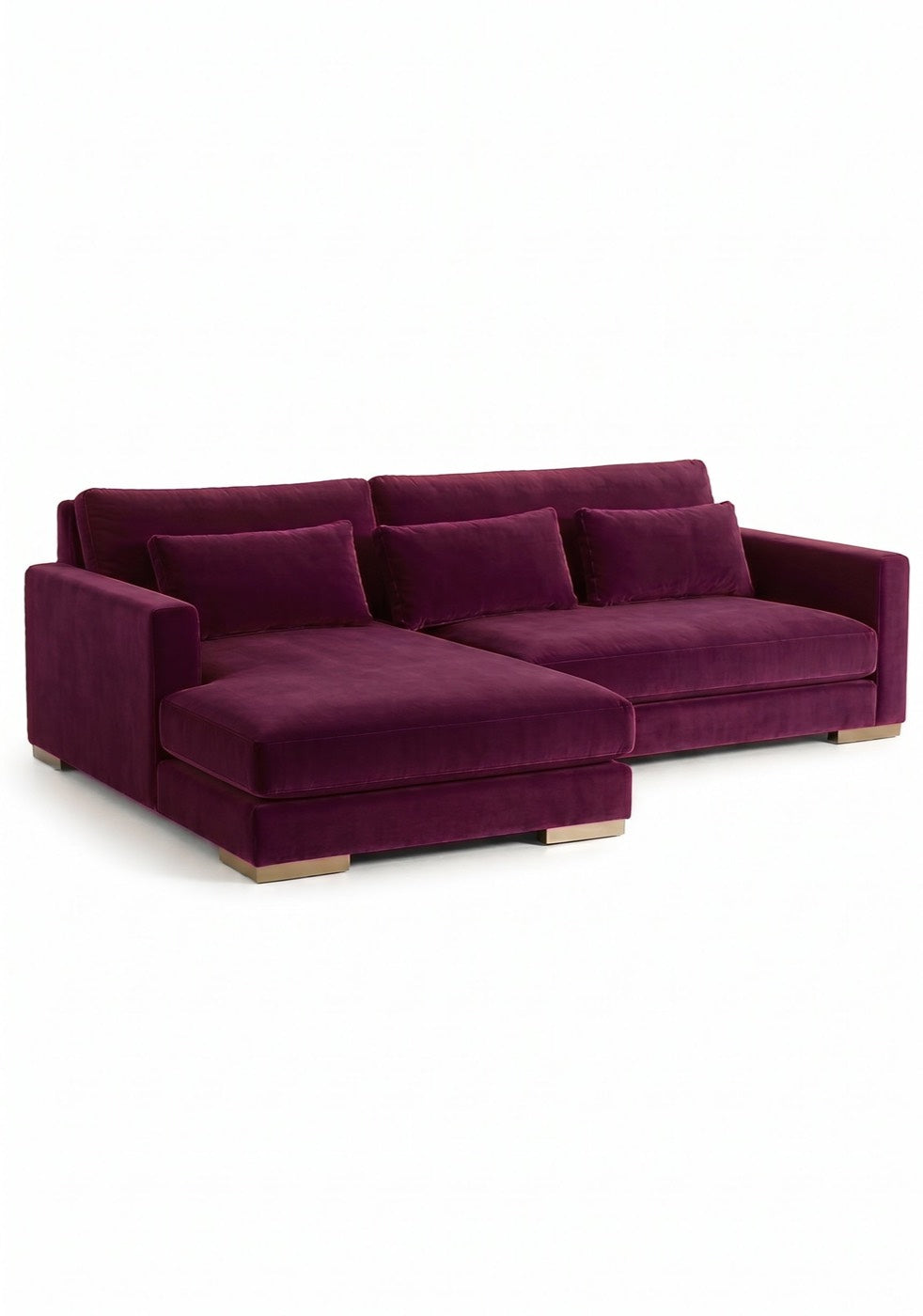 Sillón esquinero Steven tapizado en pana antimanchas color Obispo, sofá en L con chaise longue