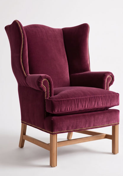 Sillón Flower de un cuerpo en pana antimanchas Obispo, bergère de respaldo alto