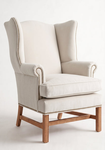 Sillón Flower de un cuerpo en pana antimanchas Tiza, bergère de respaldo alto