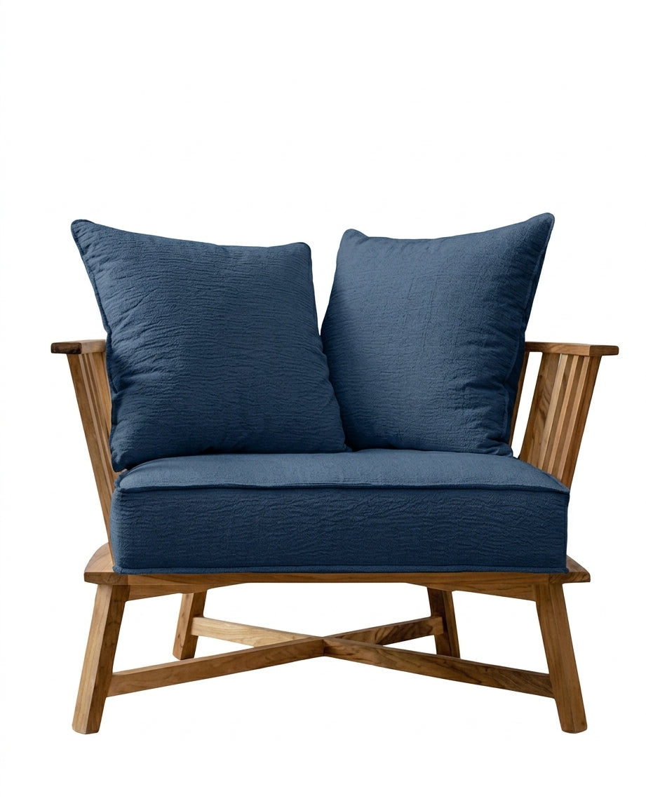 Sillón Gervasoni de un cuerpo tapizado en blue, Tienda de Banquitos