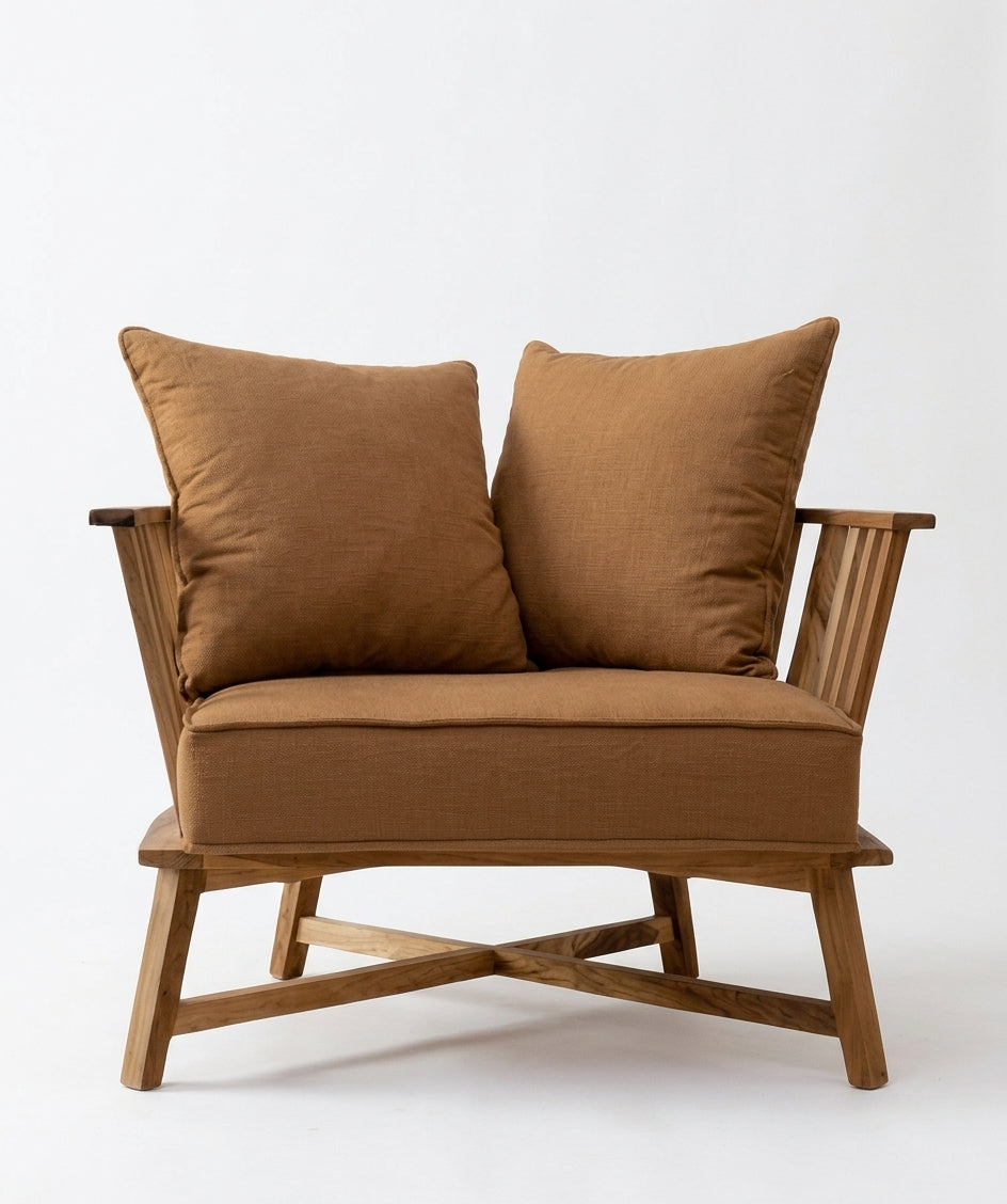 Sillón Gervasoni de un cuerpo tapizado en chocolate, Tienda de Banquitos