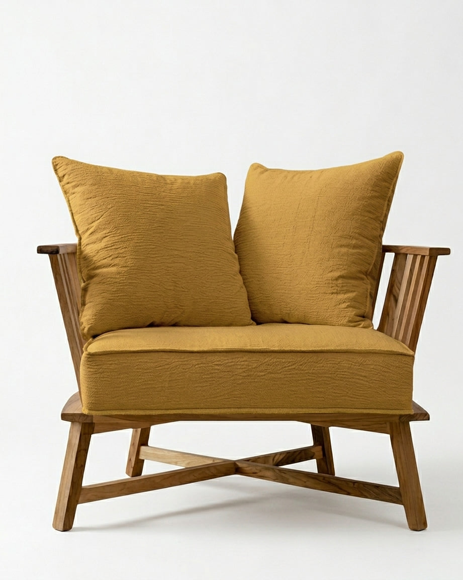 Sillón Gervasoni de un cuerpo tapizado en gold, Tienda de Banquitos