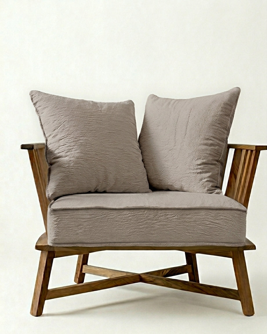 Sillón Gervasoni de un cuerpo tapizado en gris, Tienda de Banquitos