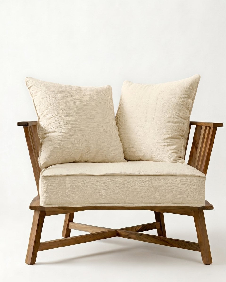 Sillón Gervasoni de un cuerpo tapizado en ivory, Tienda de Banquitos