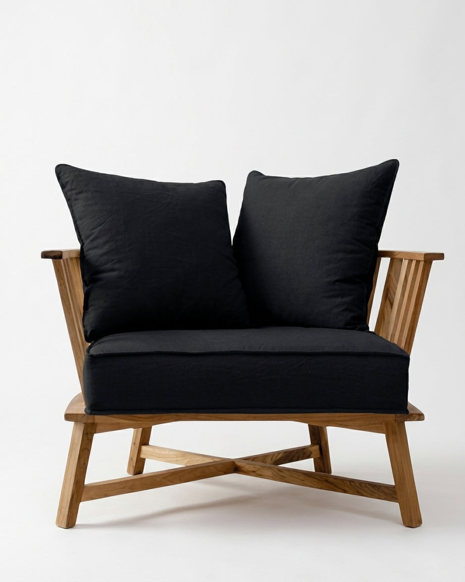 Sillón Gervasoni de un cuerpo tapizado en negro, Tienda de Banquitos