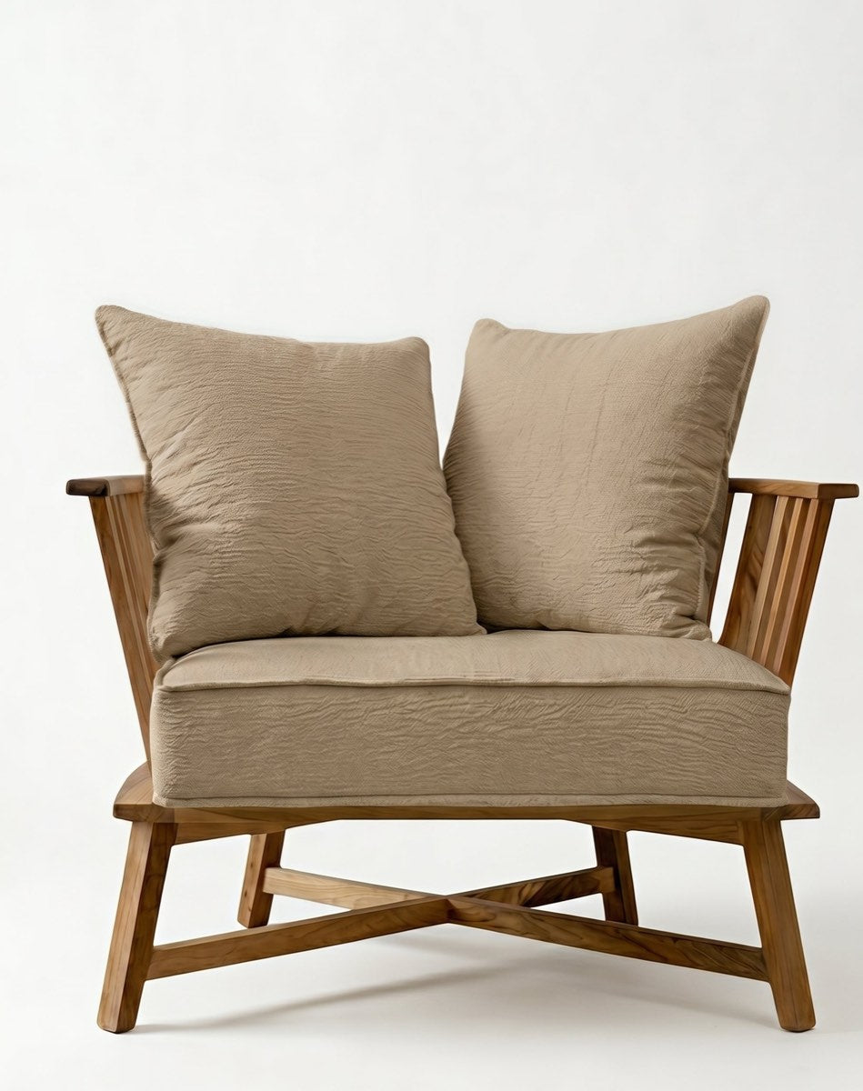 Sillón Gervasoni de un cuerpo tapizado en sand, Tienda de Banquitos