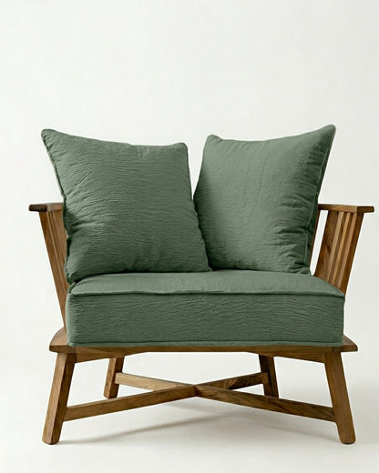 Sillón Gervasoni de un cuerpo tapizado en verde, Tienda de Banquitos