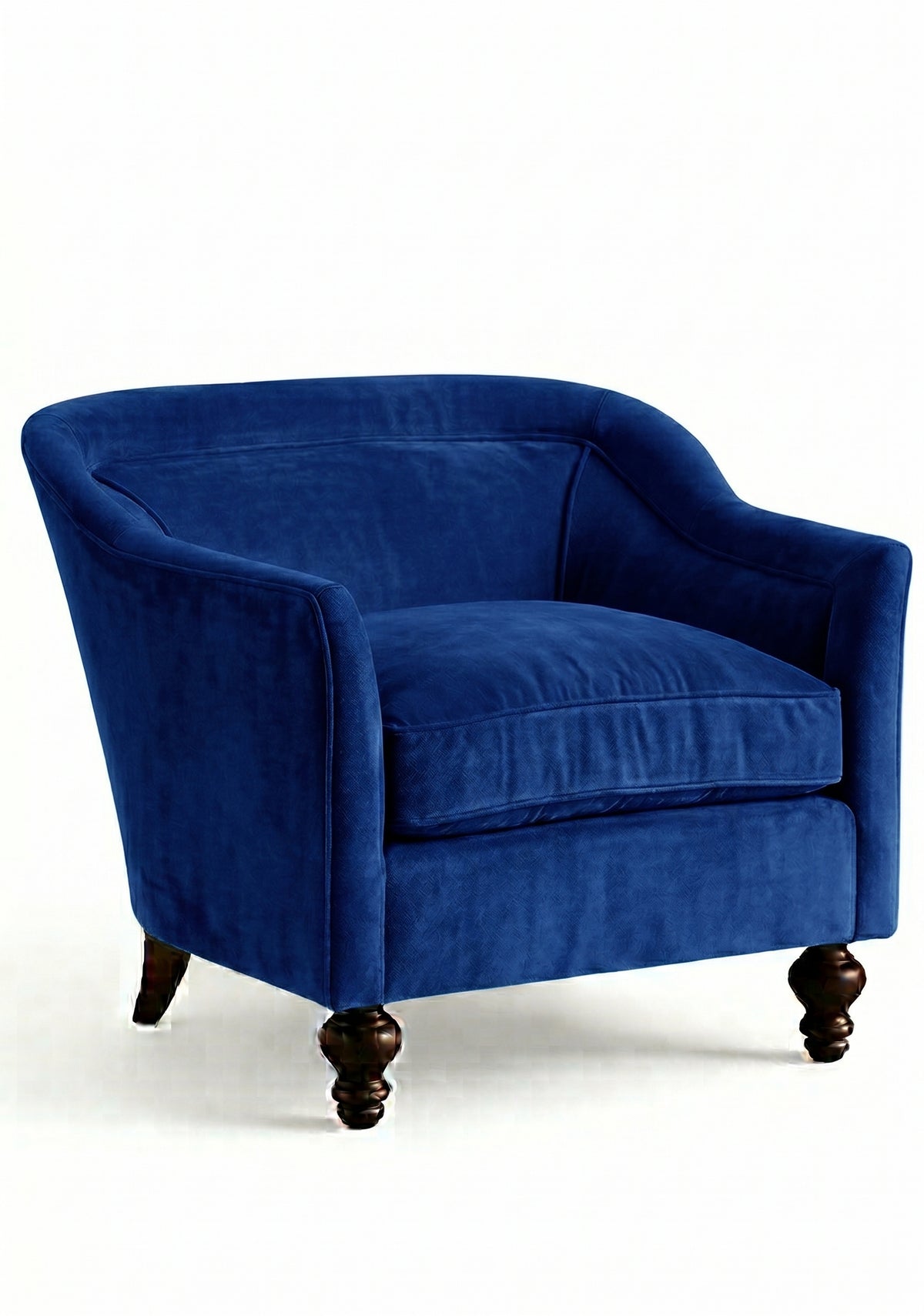 Sillón Grand Sofa 1 cuerpo color azul en pana antimanchas importada, respaldo envolvente y patas de madera - Tienda de Banquitos