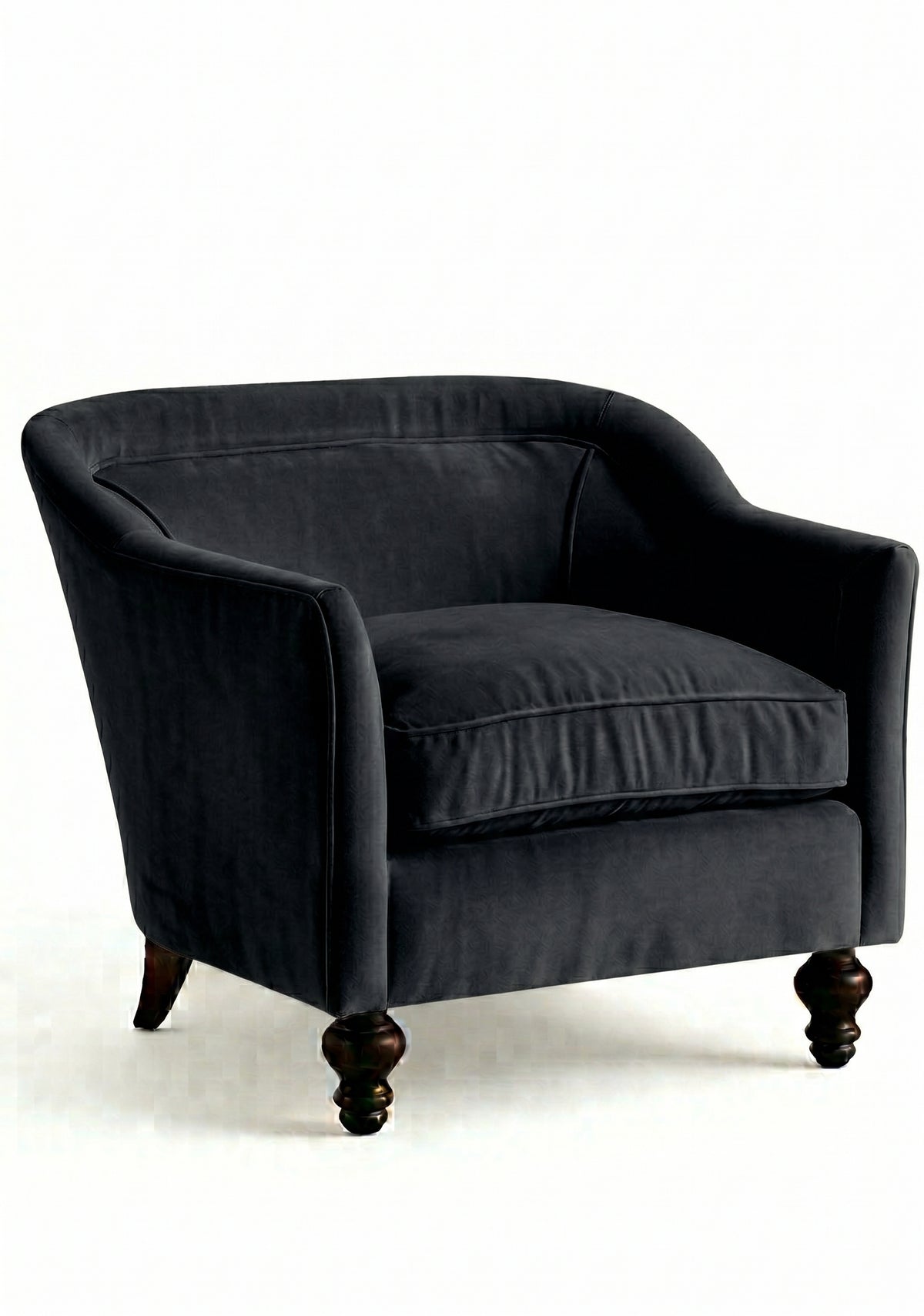 Sillón Grand Sofa 1 cuerpo color black en pana antimanchas importada, respaldo envolvente y patas de madera - Tienda de Banquitos