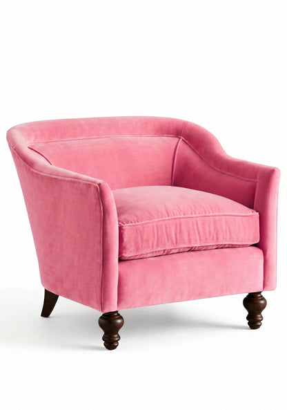 Sillón Grand Sofa 1 cuerpo color chicle (fucsia) en pana antimanchas importada, respaldo envolvente y patas de madera - Tienda de Banquitos
