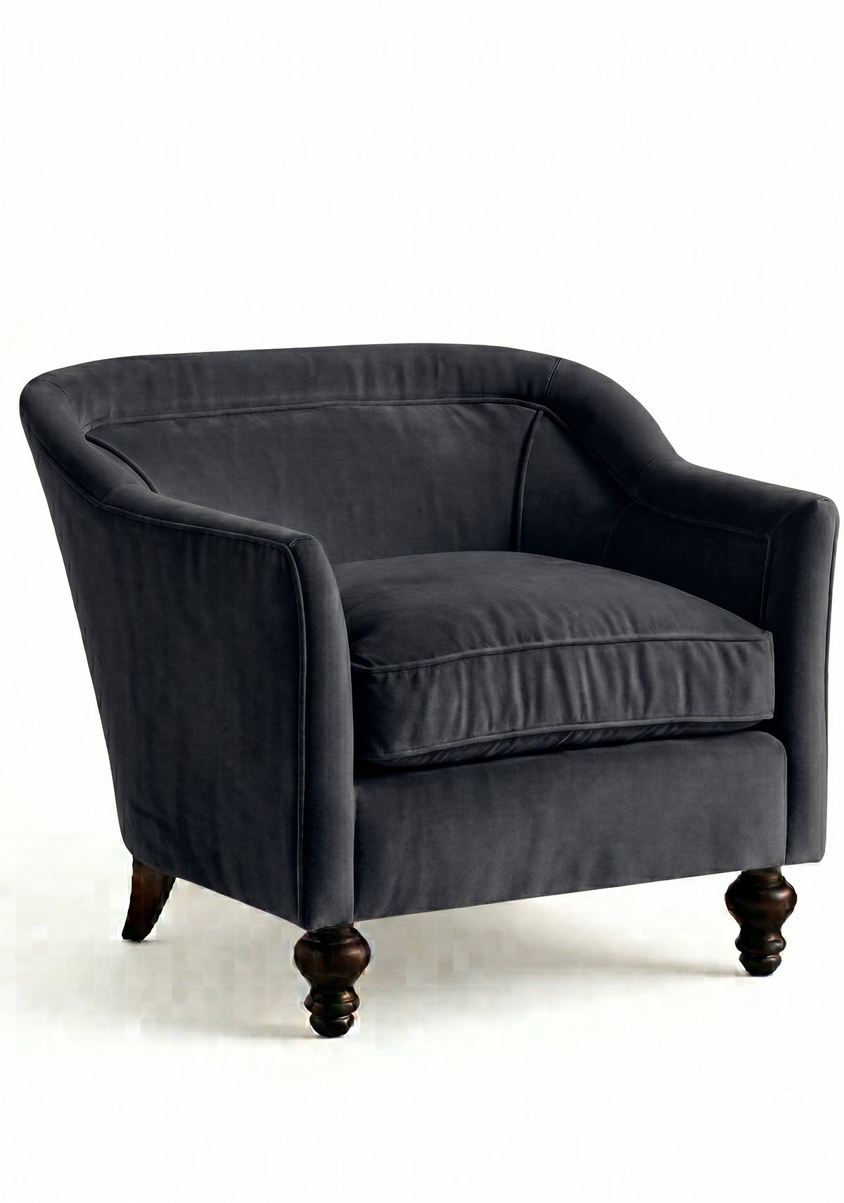 Sillón Grand Sofa 1 cuerpo color grafito en pana antimanchas importada, respaldo envolvente y patas de madera - Tienda de Banquitos
