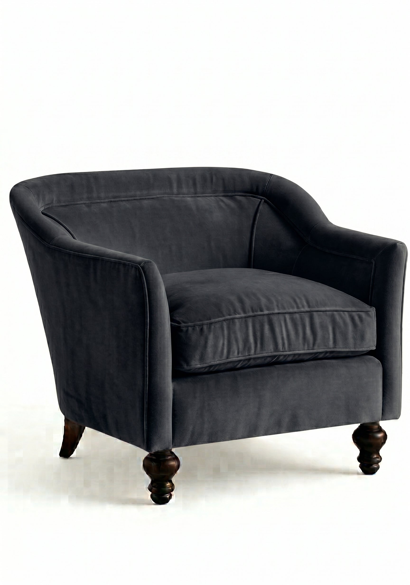 Sillón Grand Sofa 1 cuerpo color grafito en pana antimanchas importada, respaldo envolvente y patas de madera - Tienda de Banquitos