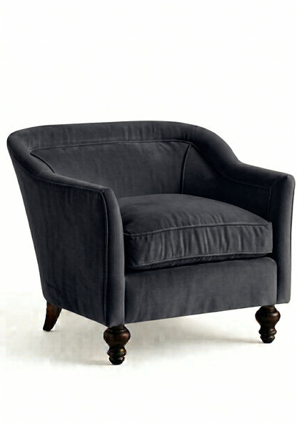 Sillón Grand Sofa 1 cuerpo color grafito en pana antimanchas importada, respaldo envolvente y patas de madera - Tienda de Banquitos