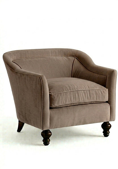 Sillón Grand Sofa 1 cuerpo color stone en pana antimanchas importada, respaldo envolvente y patas de madera - Tienda de Banquitos