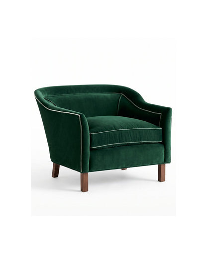 Sillón Grand Sofa 1 cuerpo color verde inglés en pana antimanchas importada, respaldo envolvente y patas de madera - Tienda de Banquitos