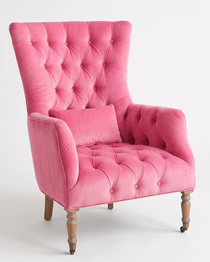 Sillón Juliene de un cuerpo en pana antimanchas Chicle, capitoné completo y respaldo alto