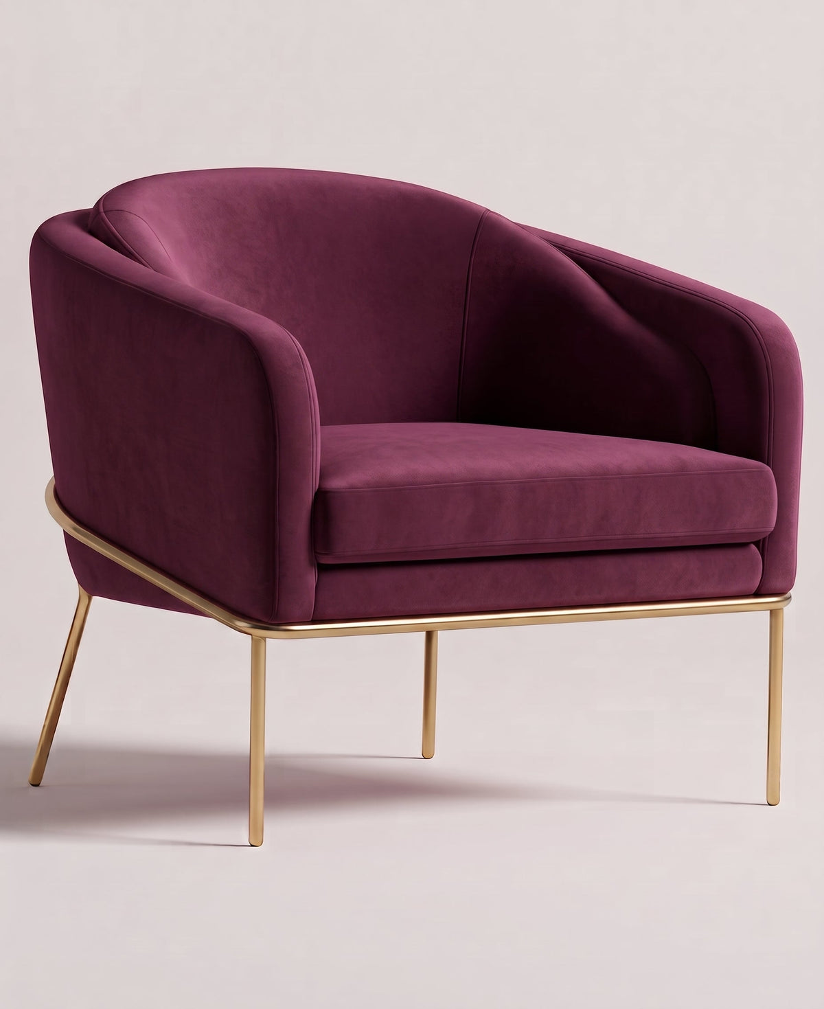Sillón Línea LIB TDB color Obispo en pana antimanchas, líneas envolventes y patas de aluminio dorado — Tienda de Banquitos