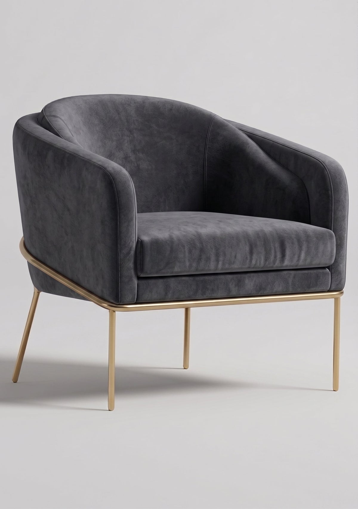 Sillón Línea LIB TDB color Onix en pana antimanchas, líneas envolventes y patas de aluminio dorado — Tienda de Banquitos
