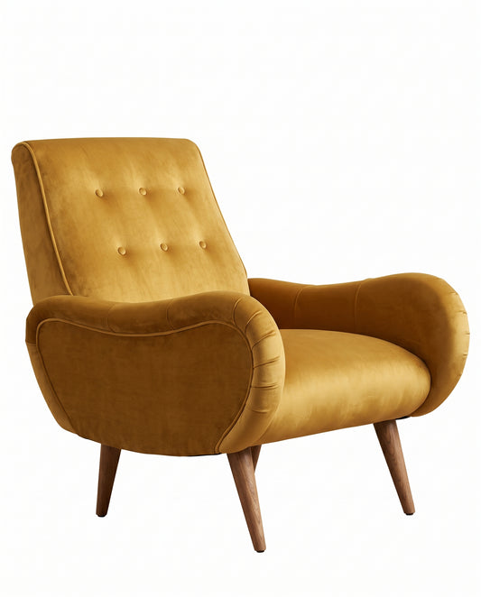 Sillón Loraine de un cuerpo tapizado en oro, Tienda de Banquitos