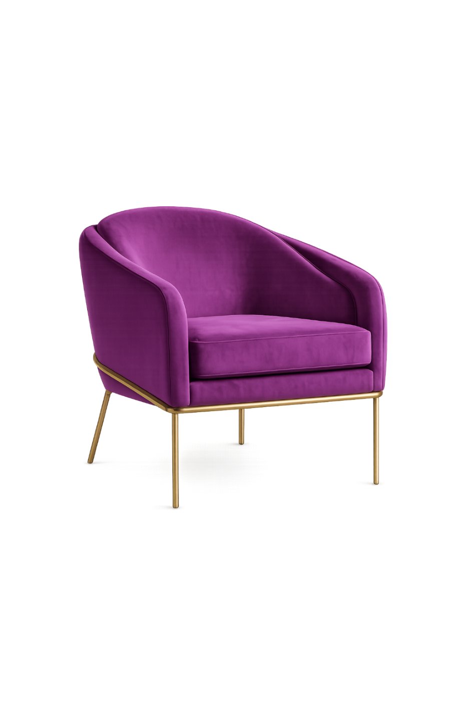 Sillón Love Is Blind color violeta en terciopelo, patas doradas - Tienda de Banquitos