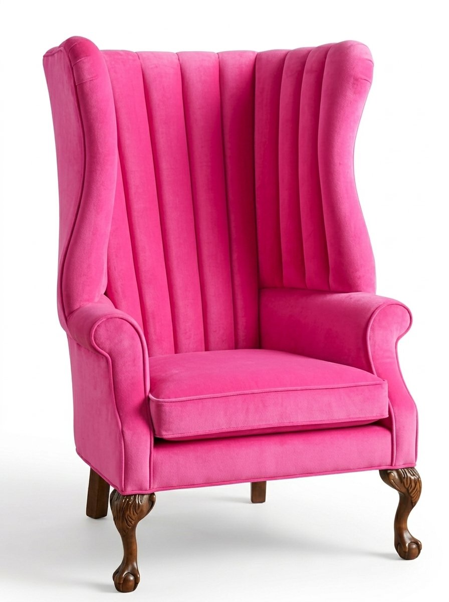 Sillón Mortisia de un cuerpo en pana antimanchas Chicle, bergère de respaldo alto acanalado