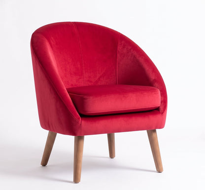 Sillón de un cuerpo Paris color Rojo en pana antimanchas importada, forma redonda y compacta con apoyabrazos integrados