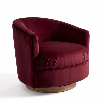 Sillón Rosaura de un cuerpo, forma redondeada y compacta, tapizado en pana antimanchas color Bordó