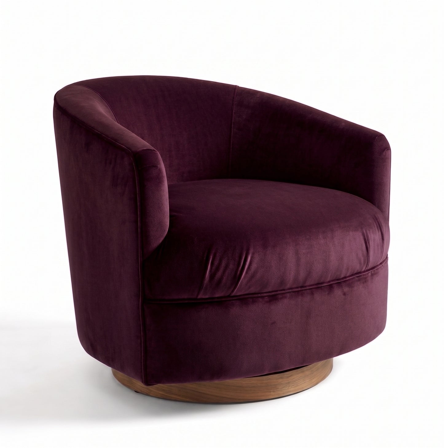Sillón Rosaura de un cuerpo, forma redondeada y compacta, tapizado en pana antimanchas color Obispo