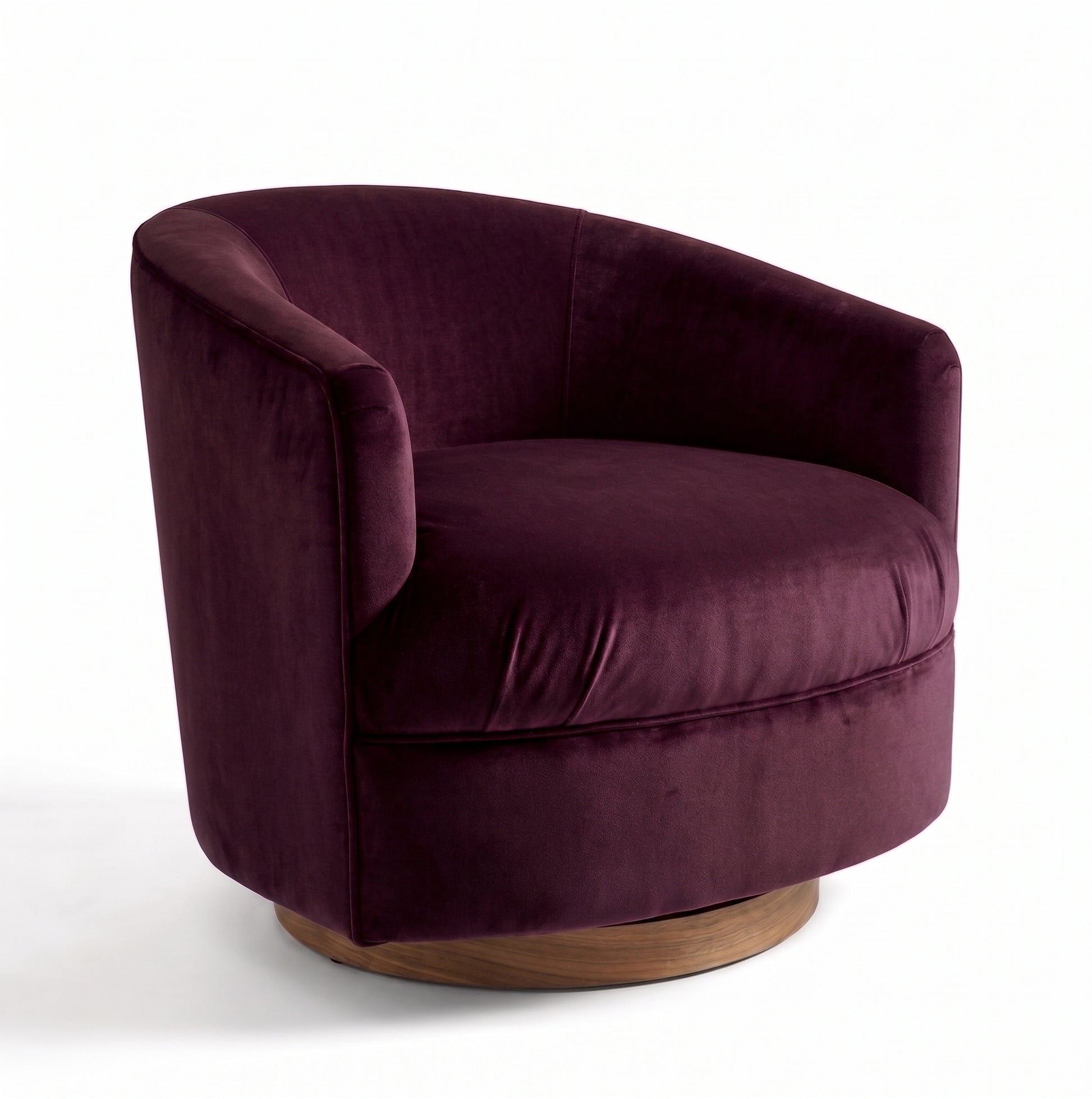 Sillón Rosaura de un cuerpo, forma redondeada y compacta, tapizado en pana antimanchas color Obispo