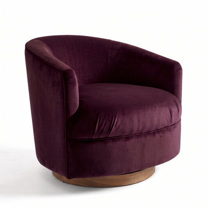 Sillón Rosaura de un cuerpo, forma redondeada y compacta, tapizado en pana antimanchas color Obispo