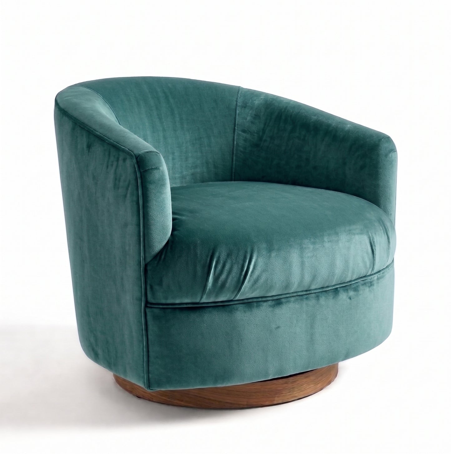 Sillón Rosaura de un cuerpo, forma redondeada y compacta, tapizado en pana antimanchas color Océano