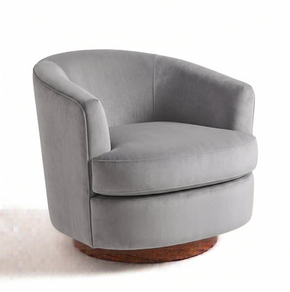 Sillón Rosaura de un cuerpo, forma redondeada y compacta, tapizado en pana antimanchas color Plata