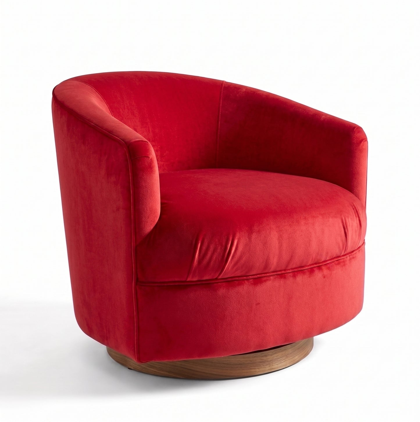 Sillón Rosaura de un cuerpo, forma redondeada y compacta, tapizado en pana antimanchas color Rojo