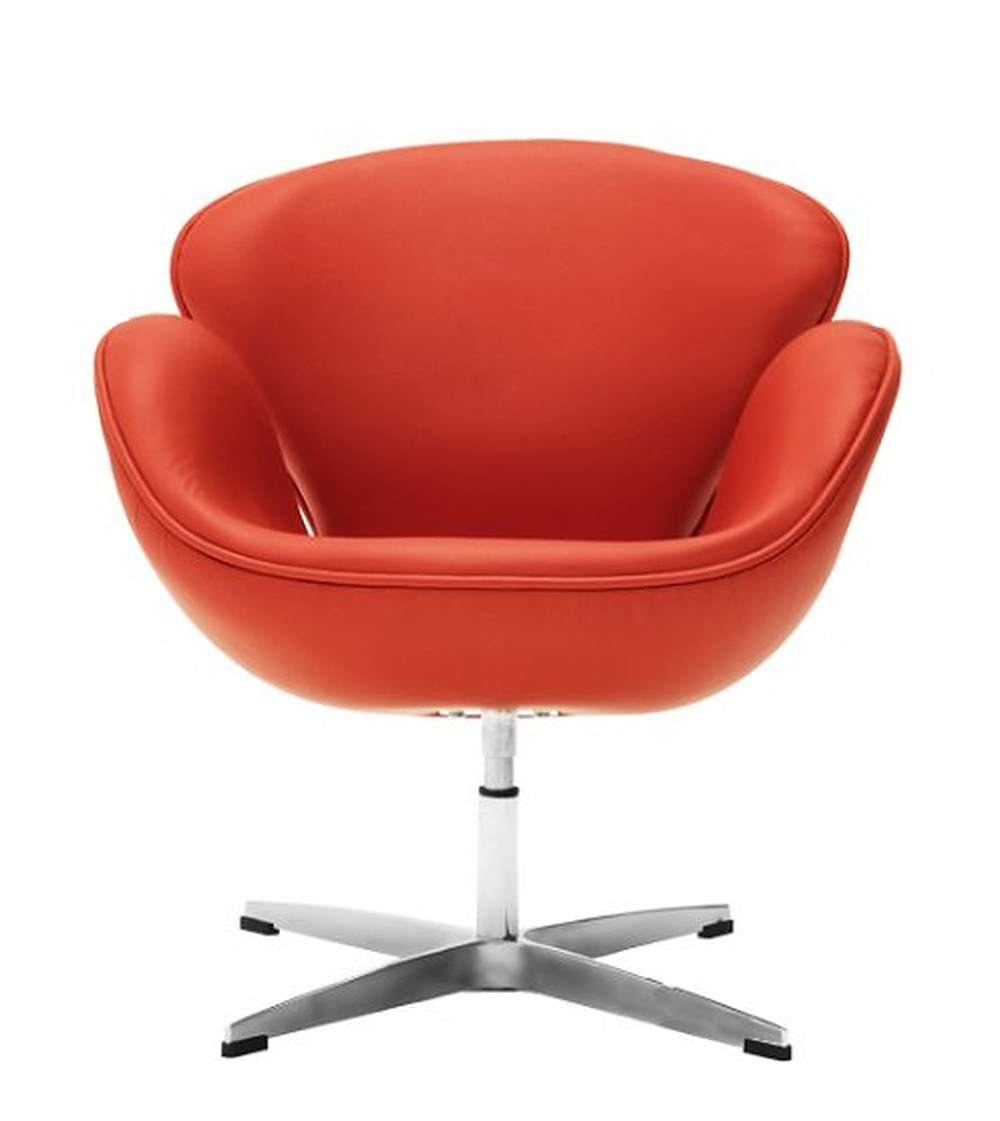 Sillón Swan rojo de Archivos Activos, vista de frente