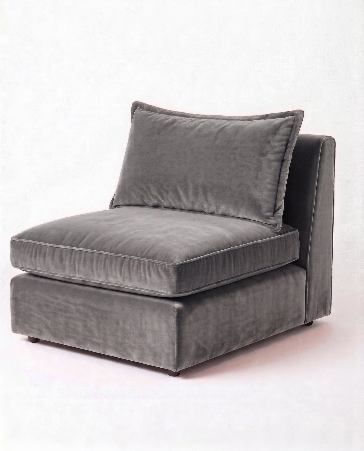 Sillón Thomas de un cuerpo en pana antimanchas color onyx, sin apoyabrazos, asiento ancho con almohadón de respaldo suelto — Tienda de Banquitos