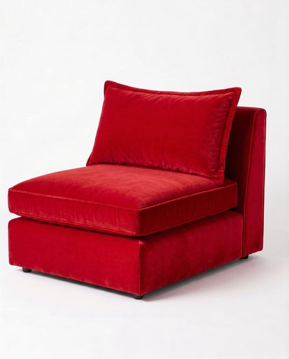 Sillón Thomas de un cuerpo en pana antimanchas color rojo, sin apoyabrazos, asiento ancho con almohadón de respaldo suelto — Tienda de Banquitos