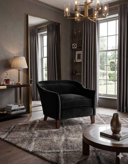 Sillón Grand Sofa 1 cuerpo tapizado a medida en ambiente de living, madera maciza y placa soft con memoria.