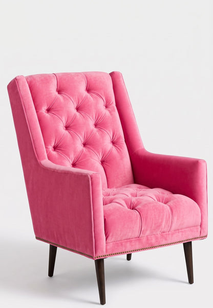 Sillón Velvet de un cuerpo en pana antimanchas Chicle, capitoné de brazos rectos