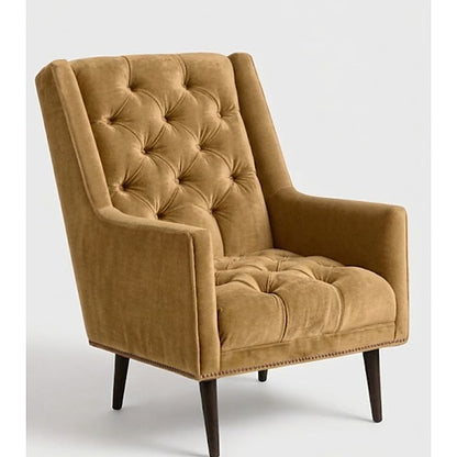 Sillón Velvet de un cuerpo en pana antimanchas Gamuza, capitoné de brazos rectos