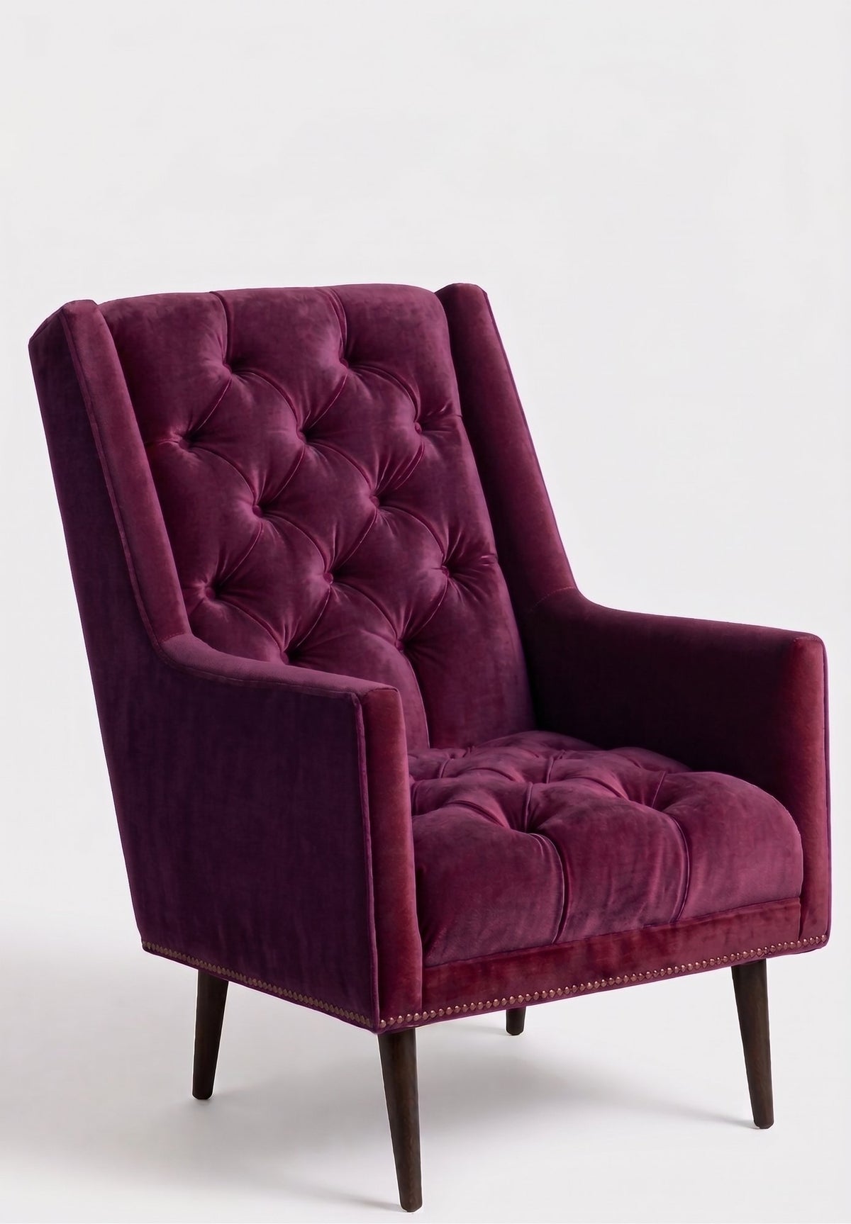 Sillón Velvet de un cuerpo en pana antimanchas Obispo, capitoné de brazos rectos