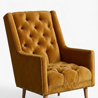 Sillón Velvet capitoné de un cuerpo tapizado en oro, Tienda de Banquitos