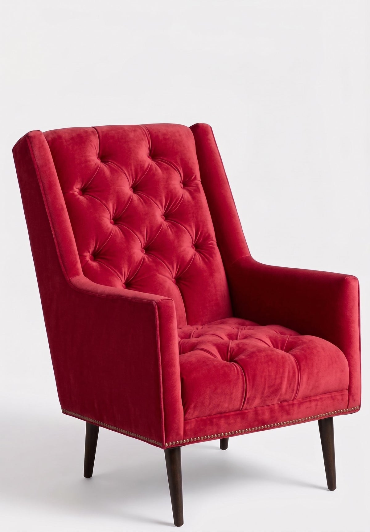 Sillón Velvet de un cuerpo en pana antimanchas Rojo, capitoné de brazos rectos