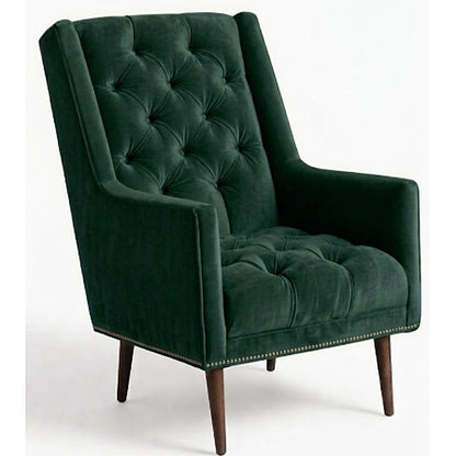 Sillón Velvet de un cuerpo en pana antimanchas Verde inglés, capitoné de brazos rectos