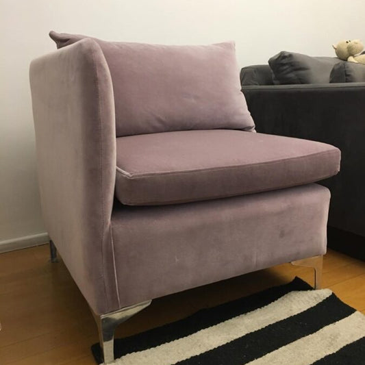 Sillón velvet malva patas cromadas con espejo dorado – Tienda de Banquitos Argentina
