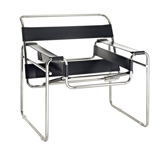 Sillón Wassily de Archivos Activos negro, vista de frente
