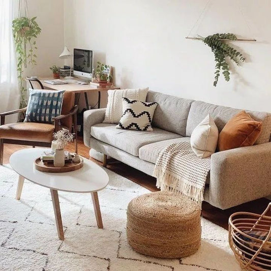 Sofá Viena Gris en Living Escandinavo | Proyecto Residencial – Tienda de Banquitos