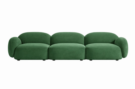 Sofá Cabsha de 2 o 3 cuerpos tapizado a medida color verde, vista completa - Tienda de Banquitos